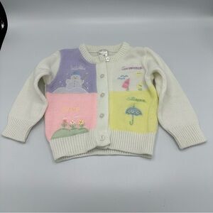 Vtg Judy Philippine  12 Months Girl White 4 Seasons Sweater Baby Core 1990’s